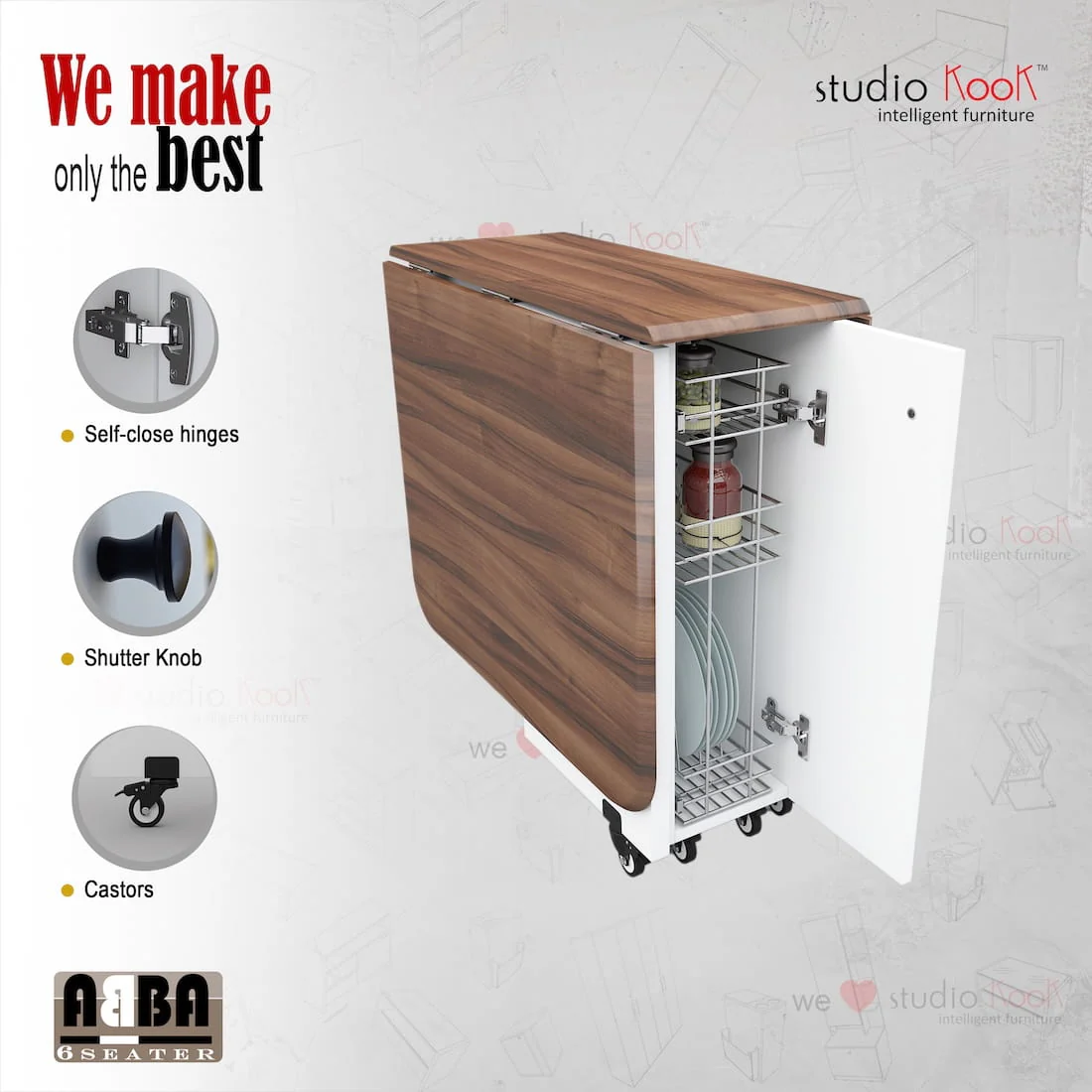 Abba 6 Seater Folding Dining Table (Without Chairs) - Image 12