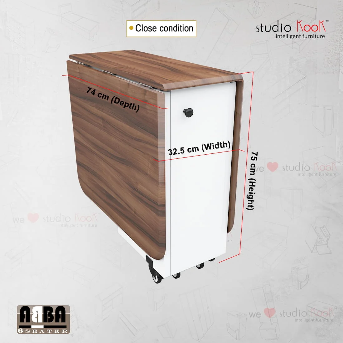 Abba 6 Seater Folding Dining Table (Without Chairs) - Image 14