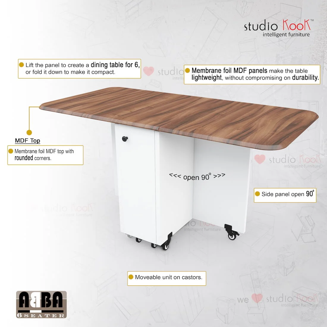 Abba 6 Seater Folding Dining Table (Without Chairs) - Image 15