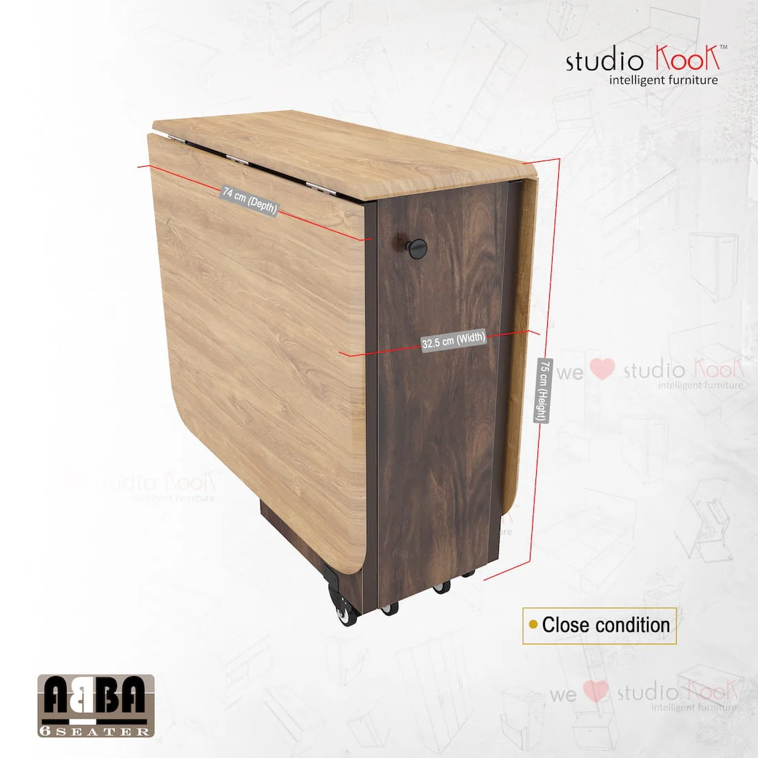 Abba 6 Seater Folding Dining Table (Without Chairs) - Image 4