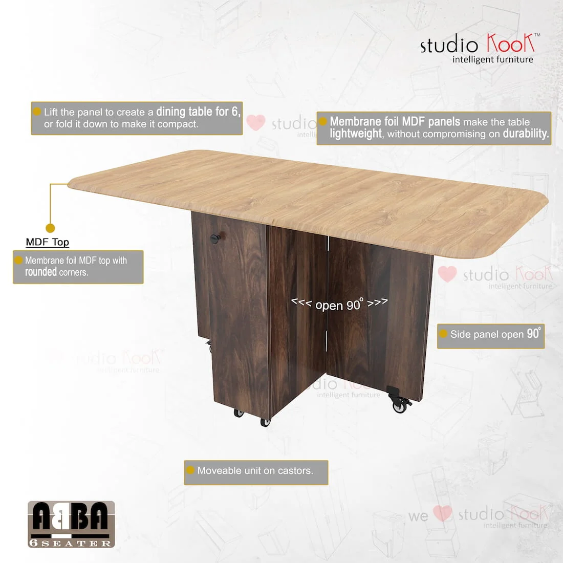 Abba 6 Seater Folding Dining Table (Without Chairs) - Image 5