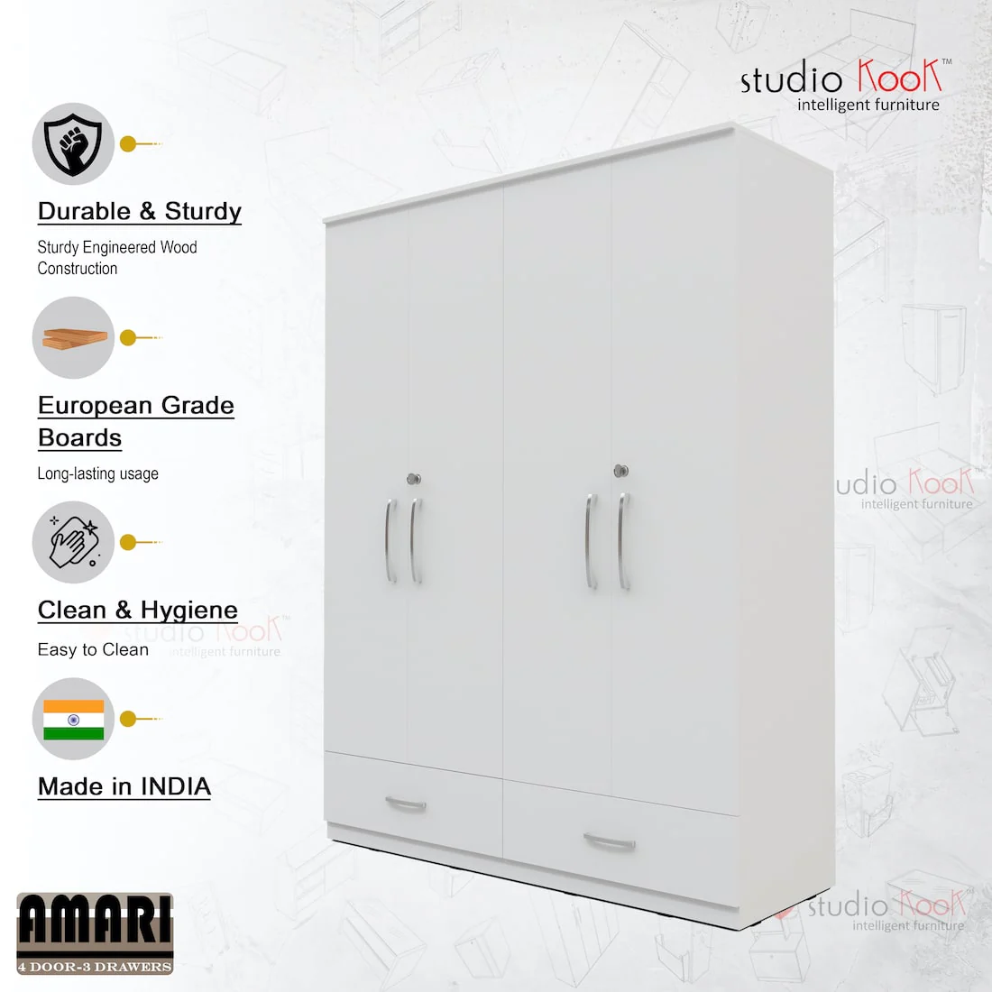 Amari 4 Door 3 Drawer Wardrobe - Image 10