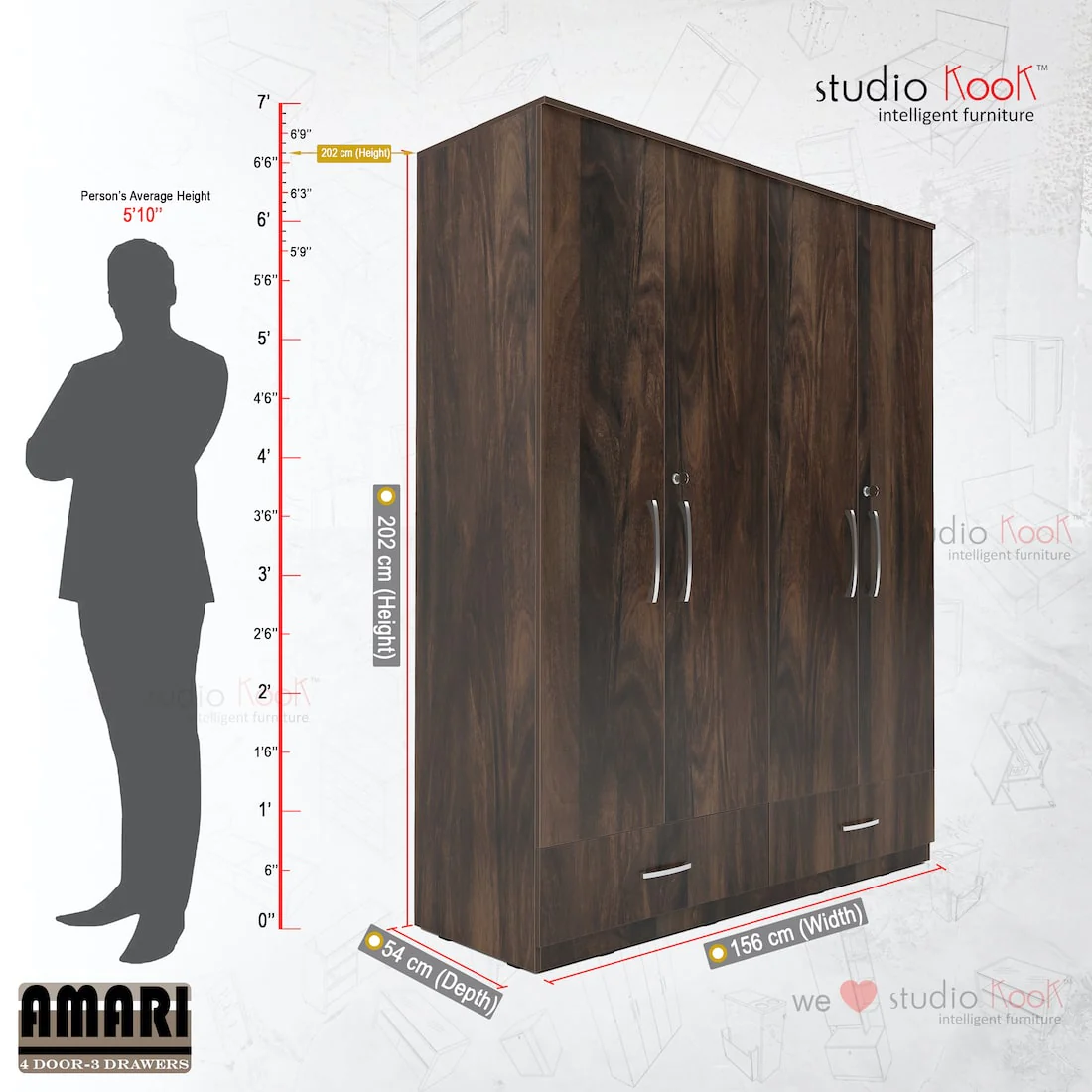 Amari 4 Door 3 Drawer Wardrobe - Image 15