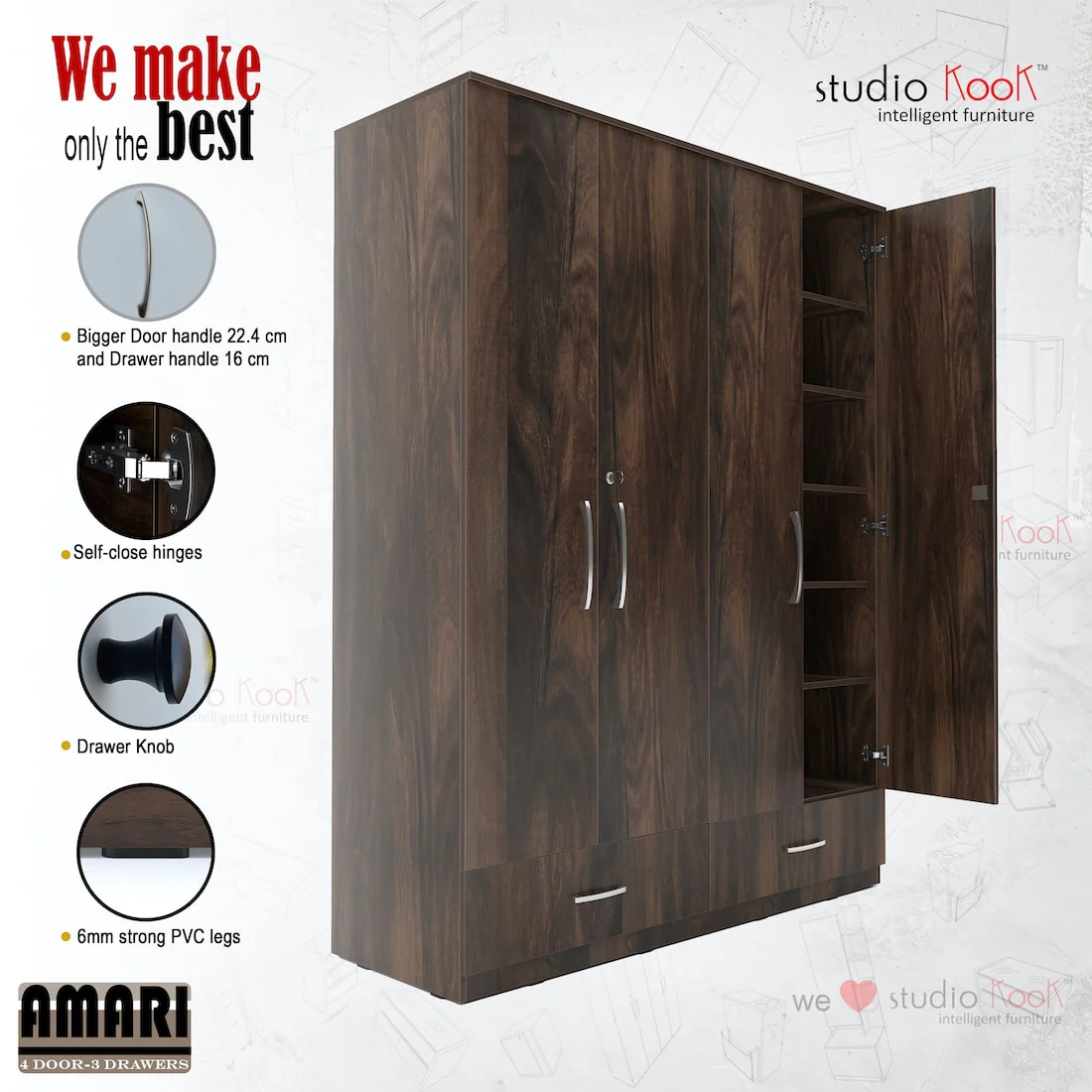 Amari 4 Door 3 Drawer Wardrobe - Image 16