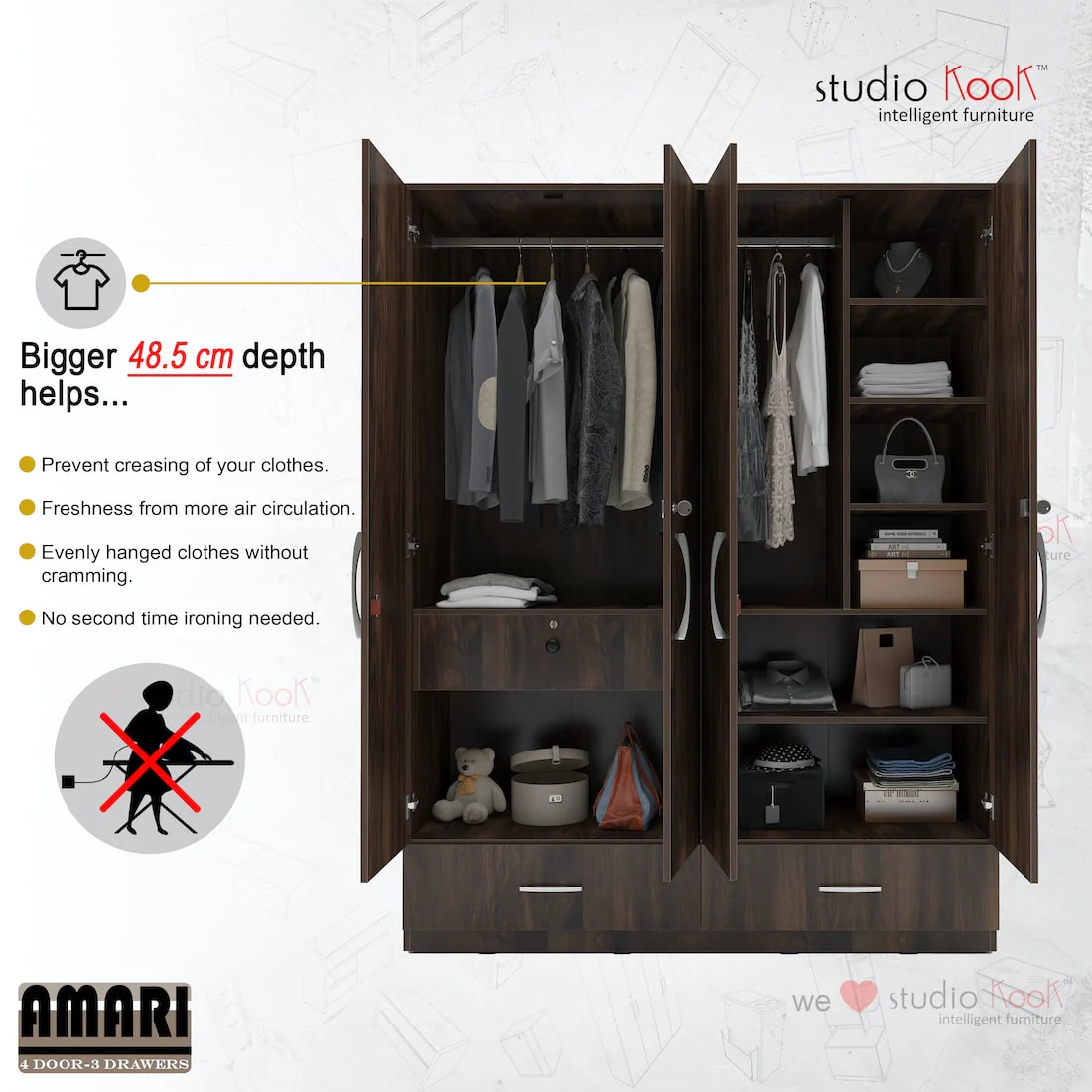 Amari 4 Door 3 Drawer Wardrobe - Image 18