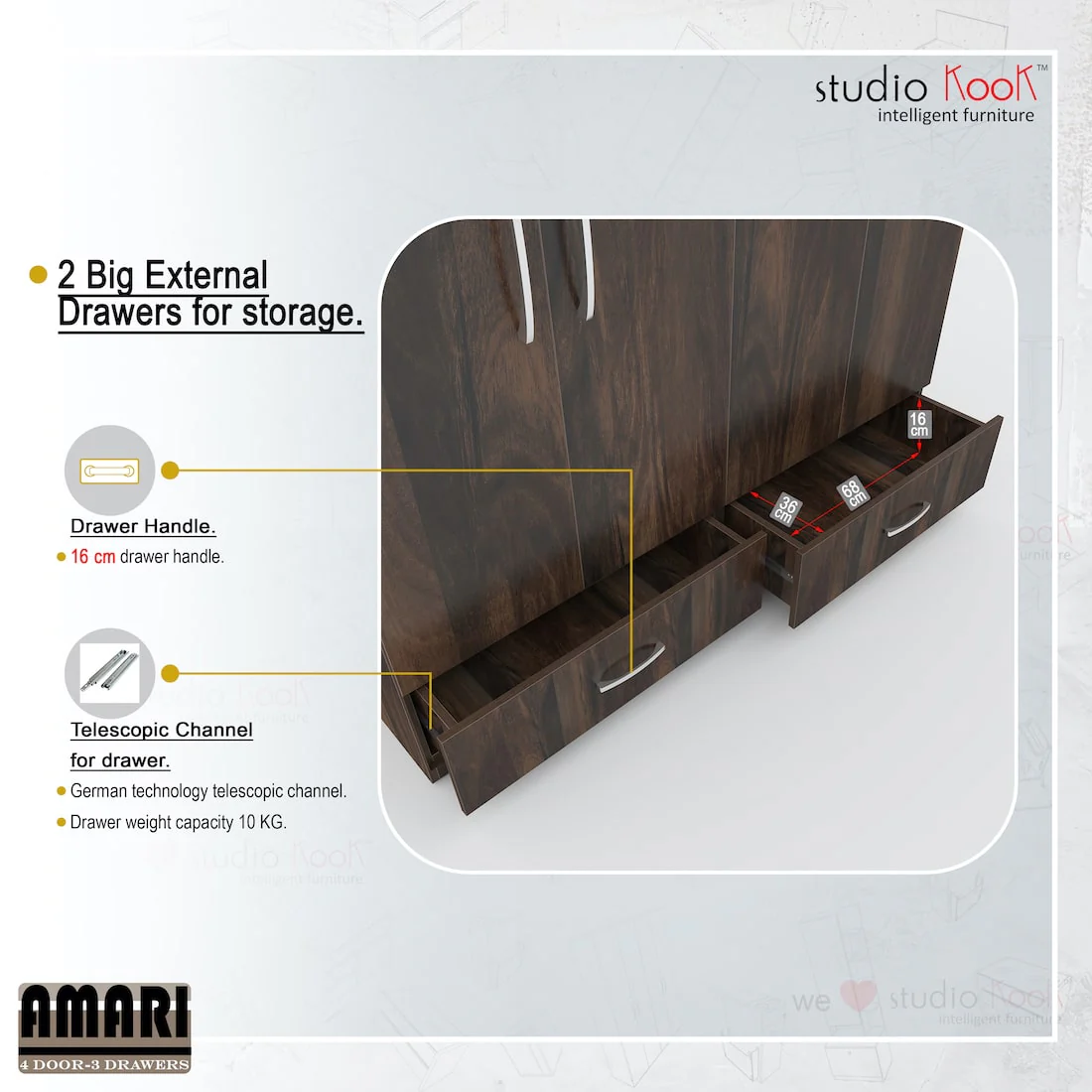 Amari 4 Door 3 Drawer Wardrobe - Image 20