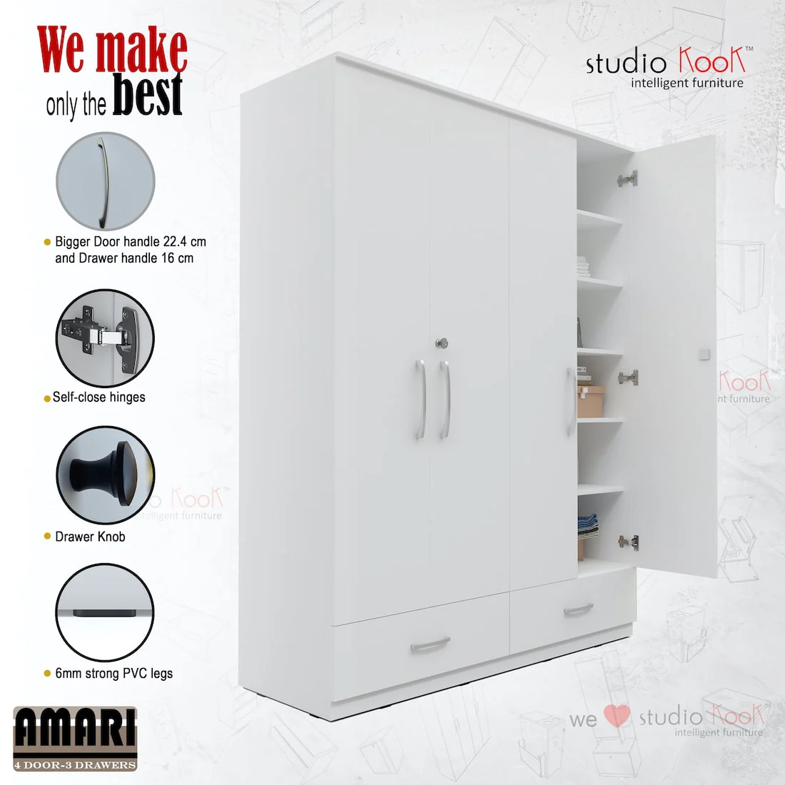 Amari 4 Door 3 Drawer Wardrobe - Image 5