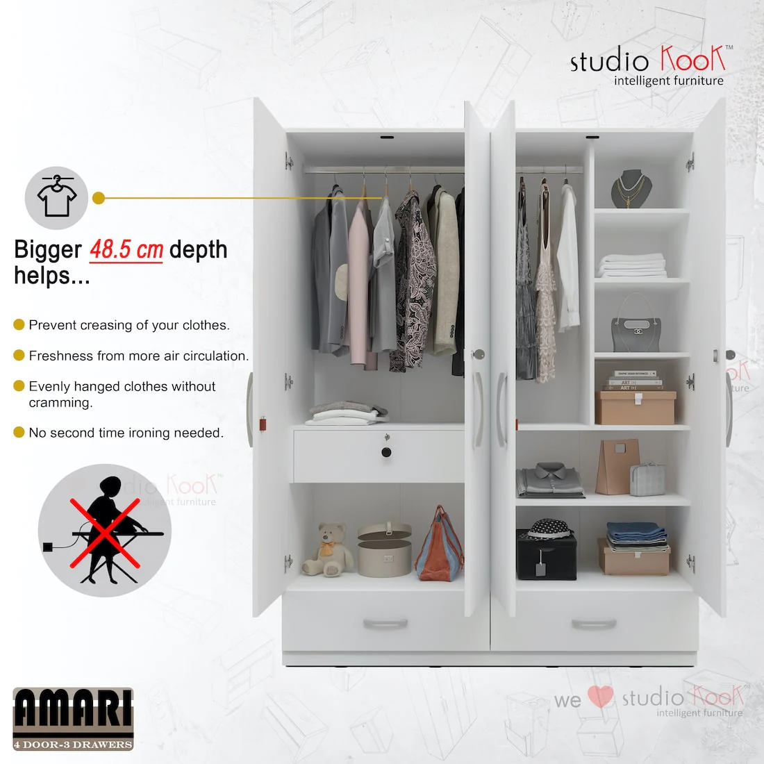 Amari 4 Door 3 Drawer Wardrobe - Image 7