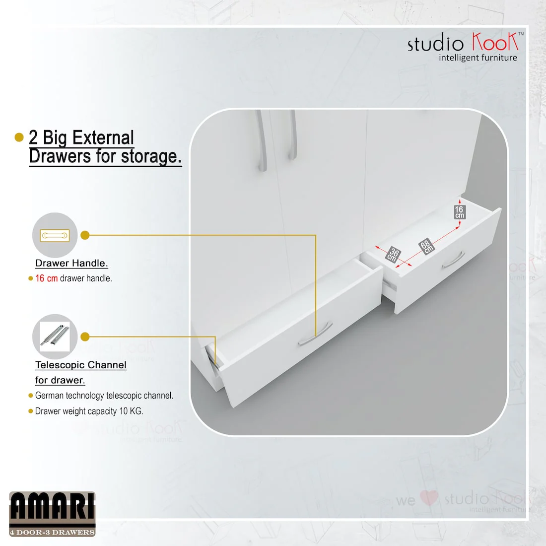 Amari 4 Door 3 Drawer Wardrobe - Image 9
