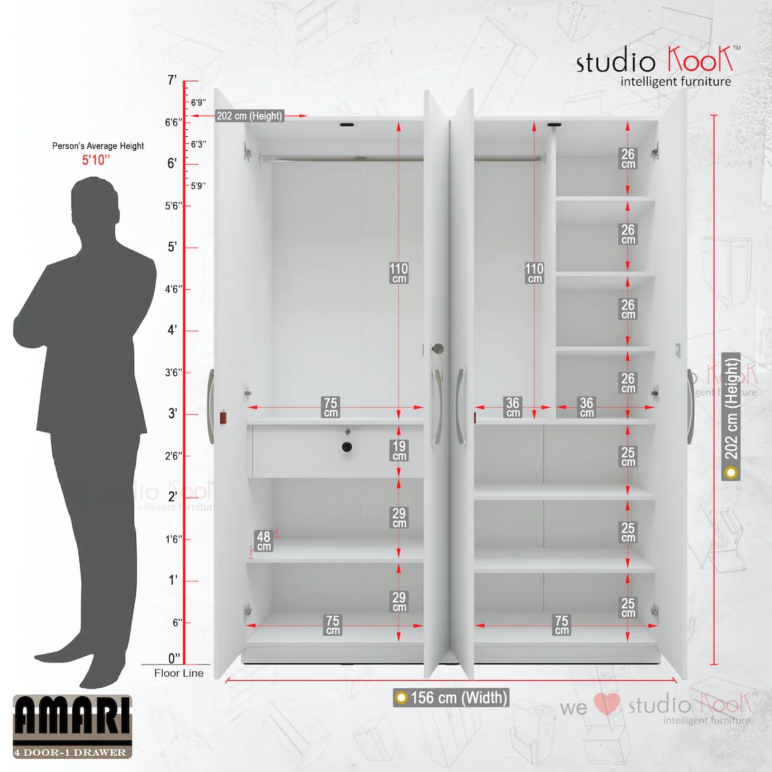 Amari 4 Door Wardrobe - Image 13