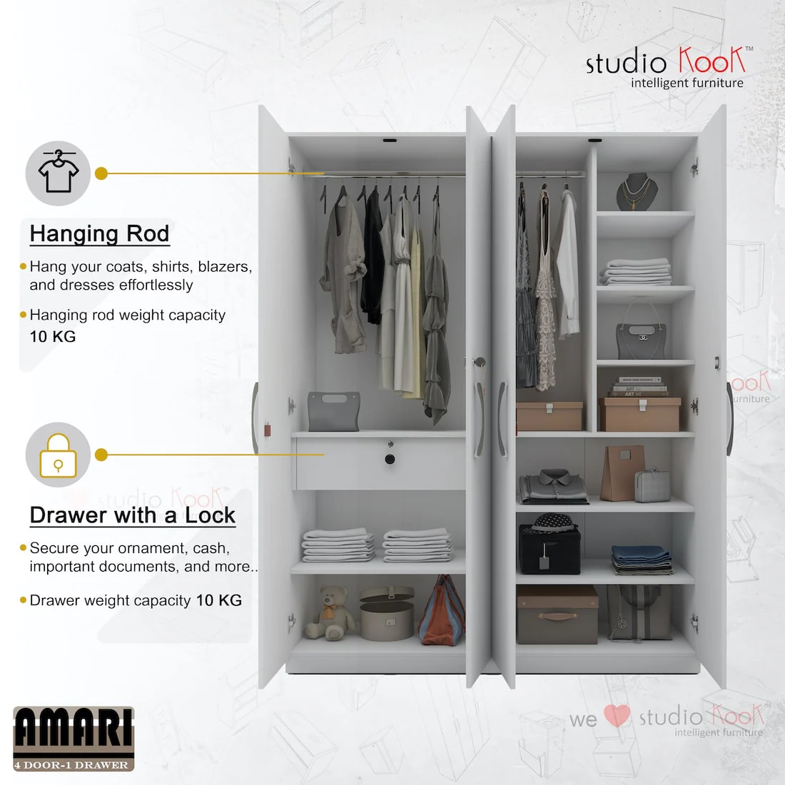 Amari 4 Door Wardrobe - Image 15