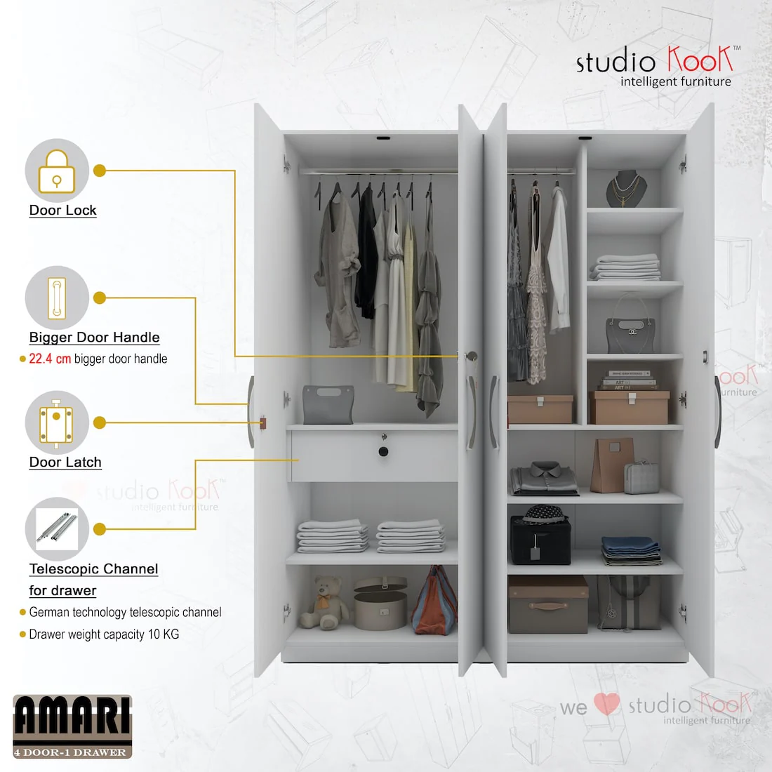 Amari 4 Door Wardrobe - Image 17