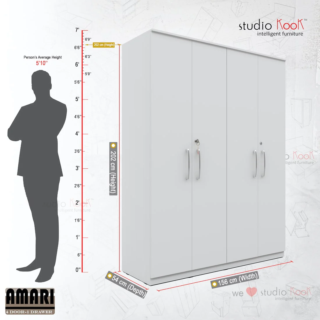 Amari 4 Door Wardrobe - Image 18