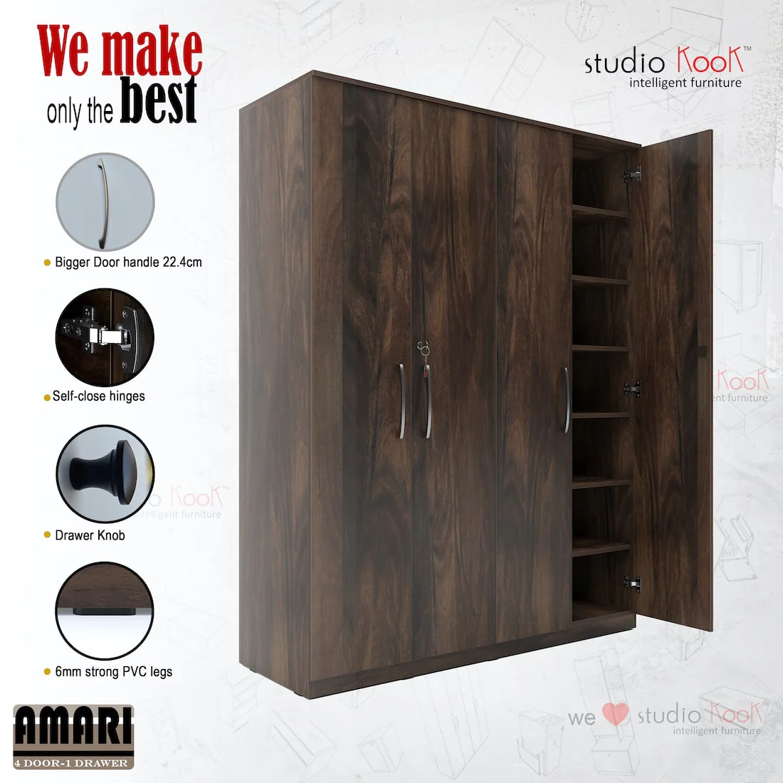 Amari 4 Door Wardrobe - Image 3