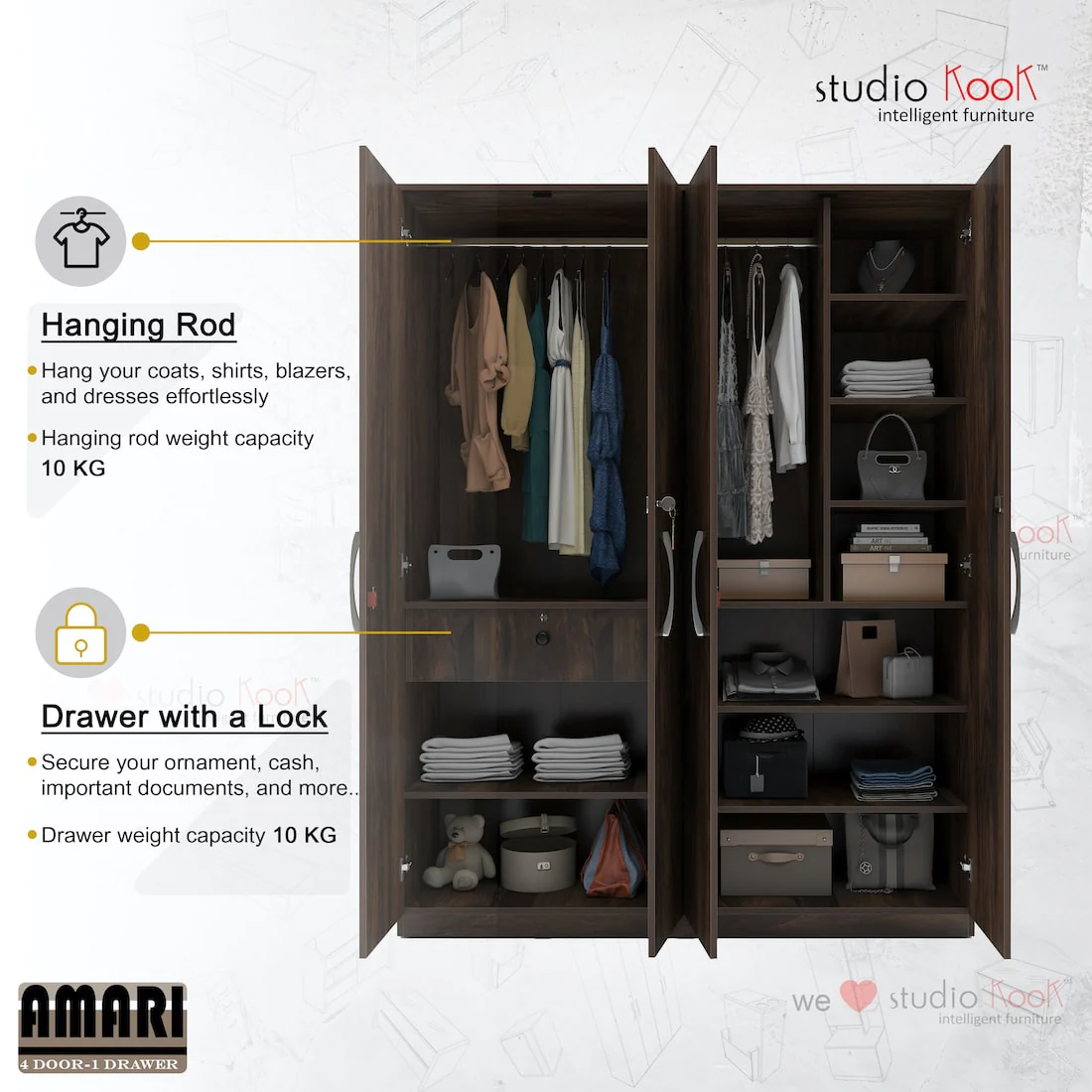 Amari 4 Door Wardrobe - Image 4