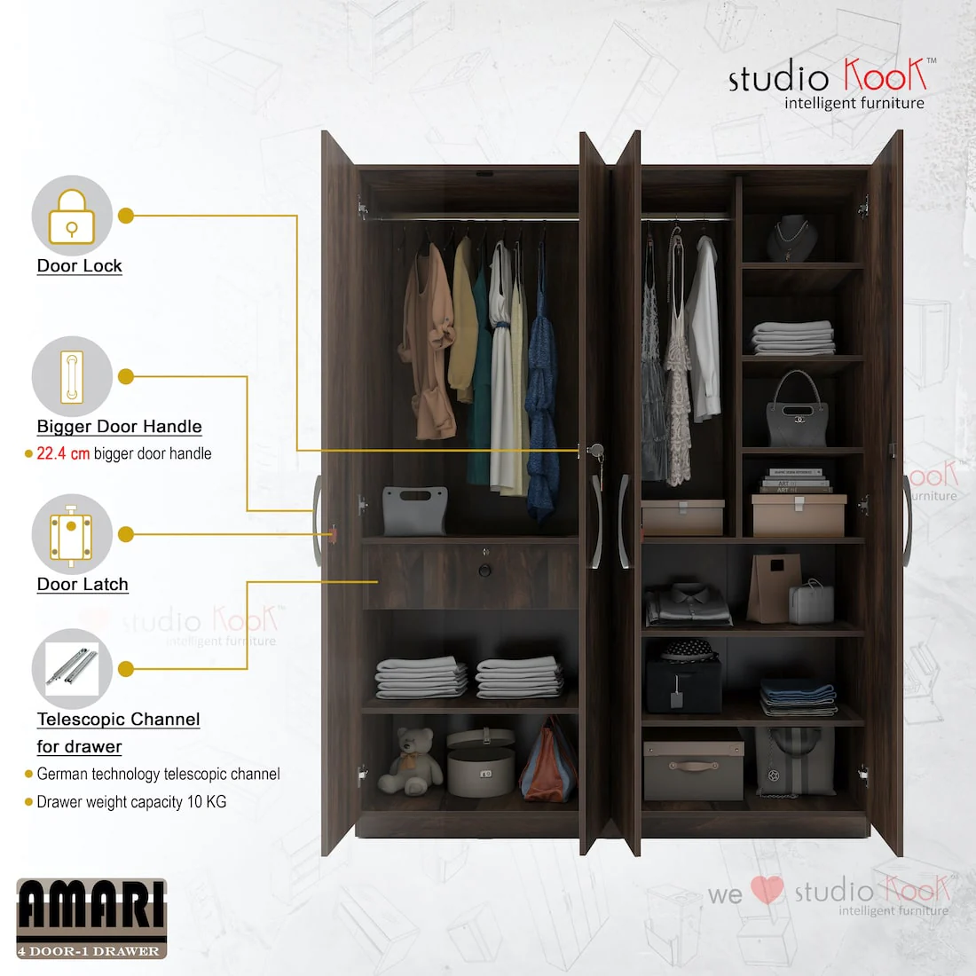 Amari 4 Door Wardrobe - Image 6