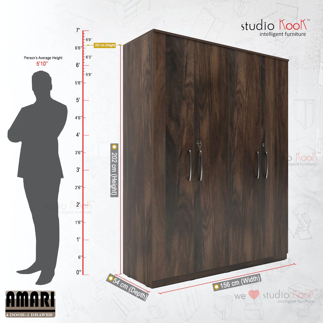 Amari 4 Door Wardrobe - Image 7