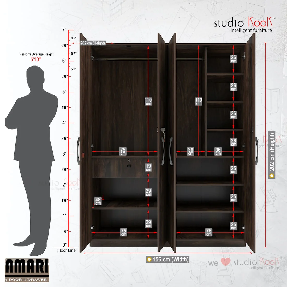 Amari 4 Door Wardrobe - Image 8