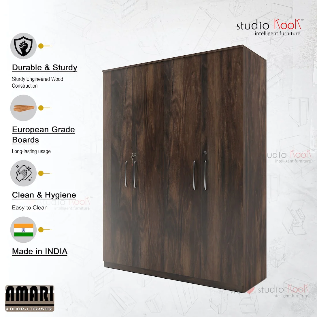 Amari 4 Door Wardrobe - Image 9