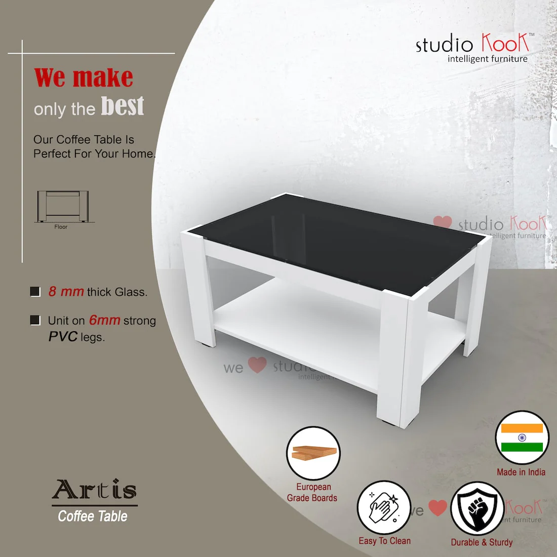 Artis Coffee Table with Glass Top - Image 3