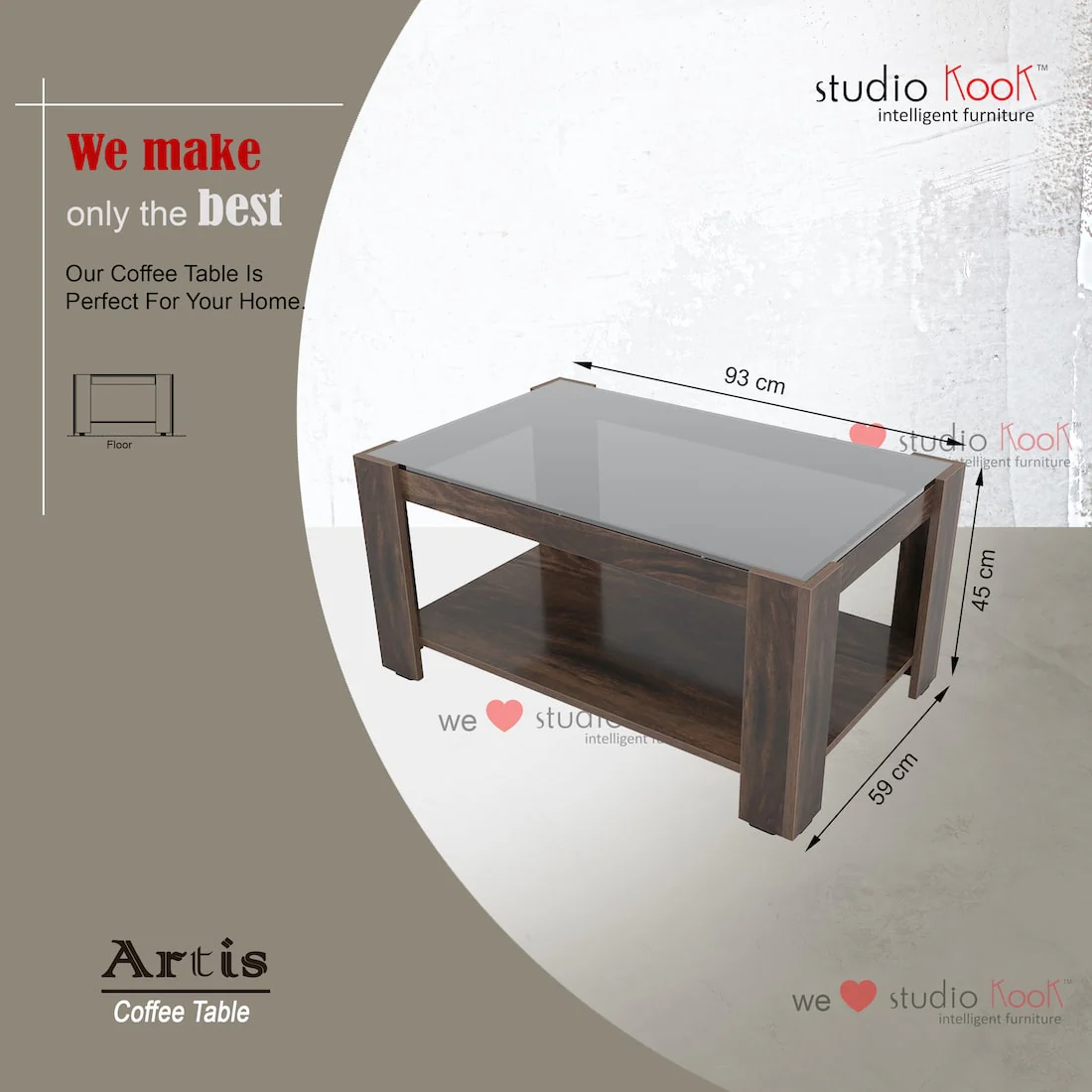 Artis Coffee Table with Glass Top - Image 7