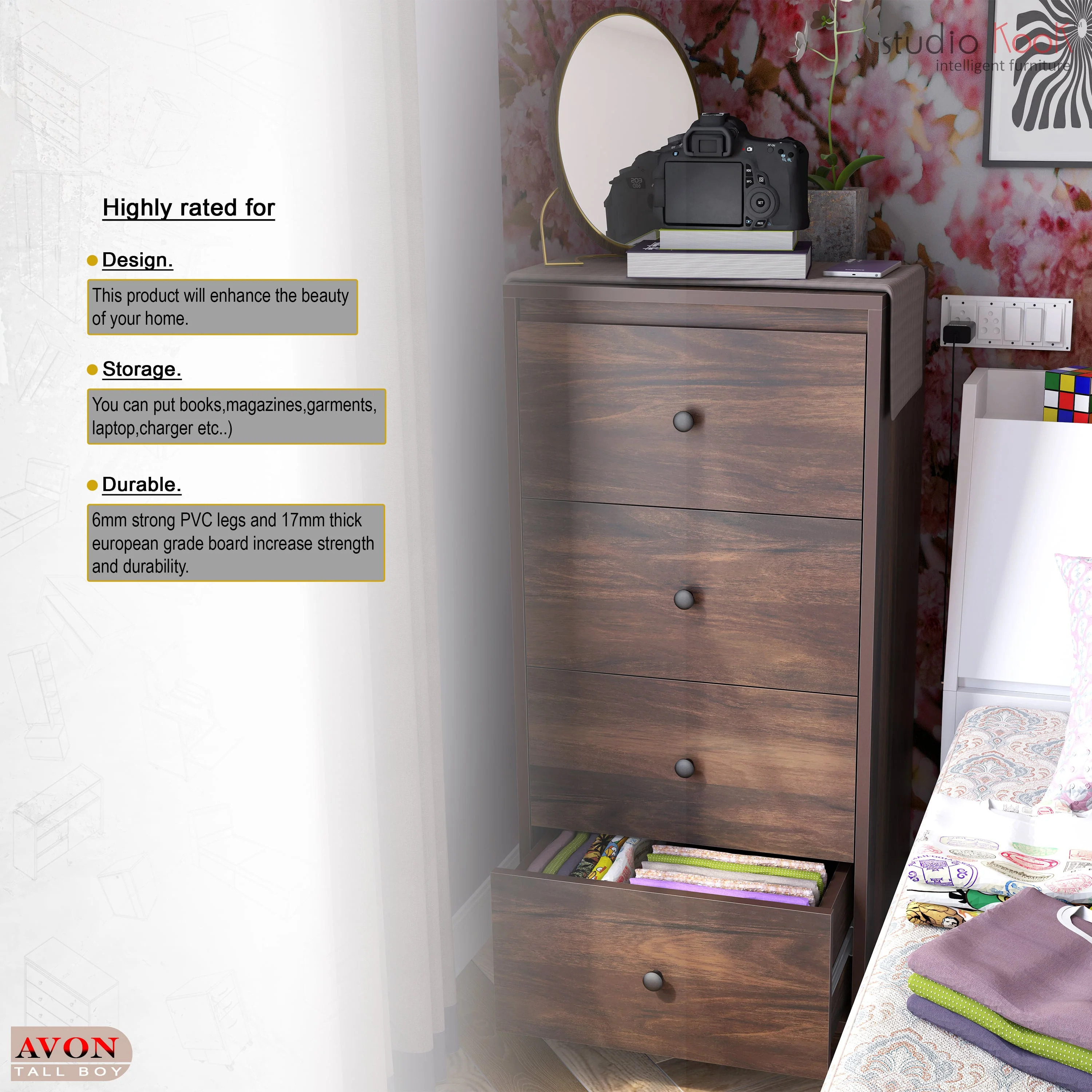 Avon Tallboy Chest of Drawers - Image 3