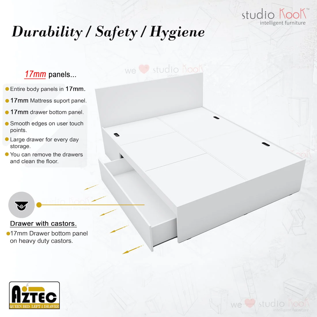Aztec Left Queen Bed with One Drawer on Left - Image 8