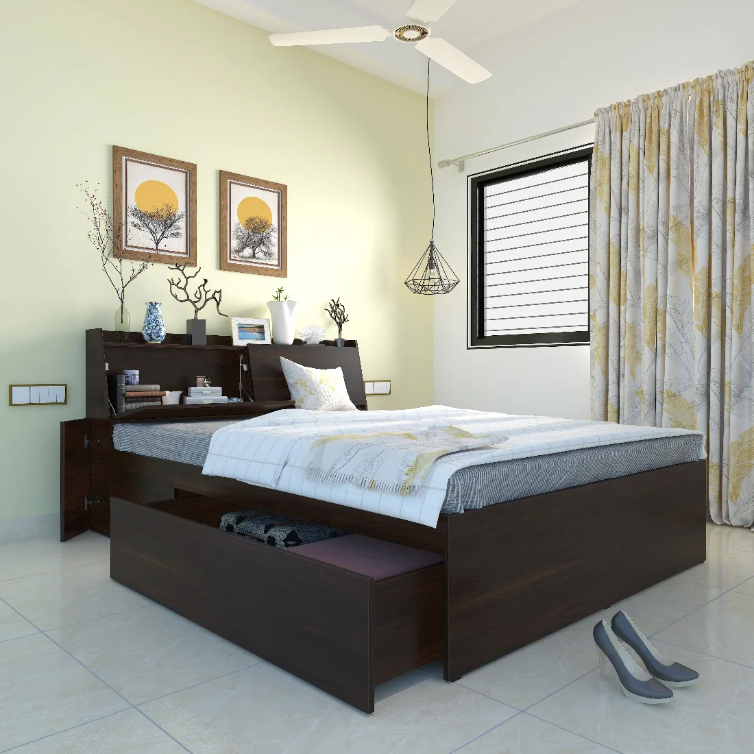 Aztec Left Queen Bed with Headboard Storage and 1 Drawer on Left - Image 7