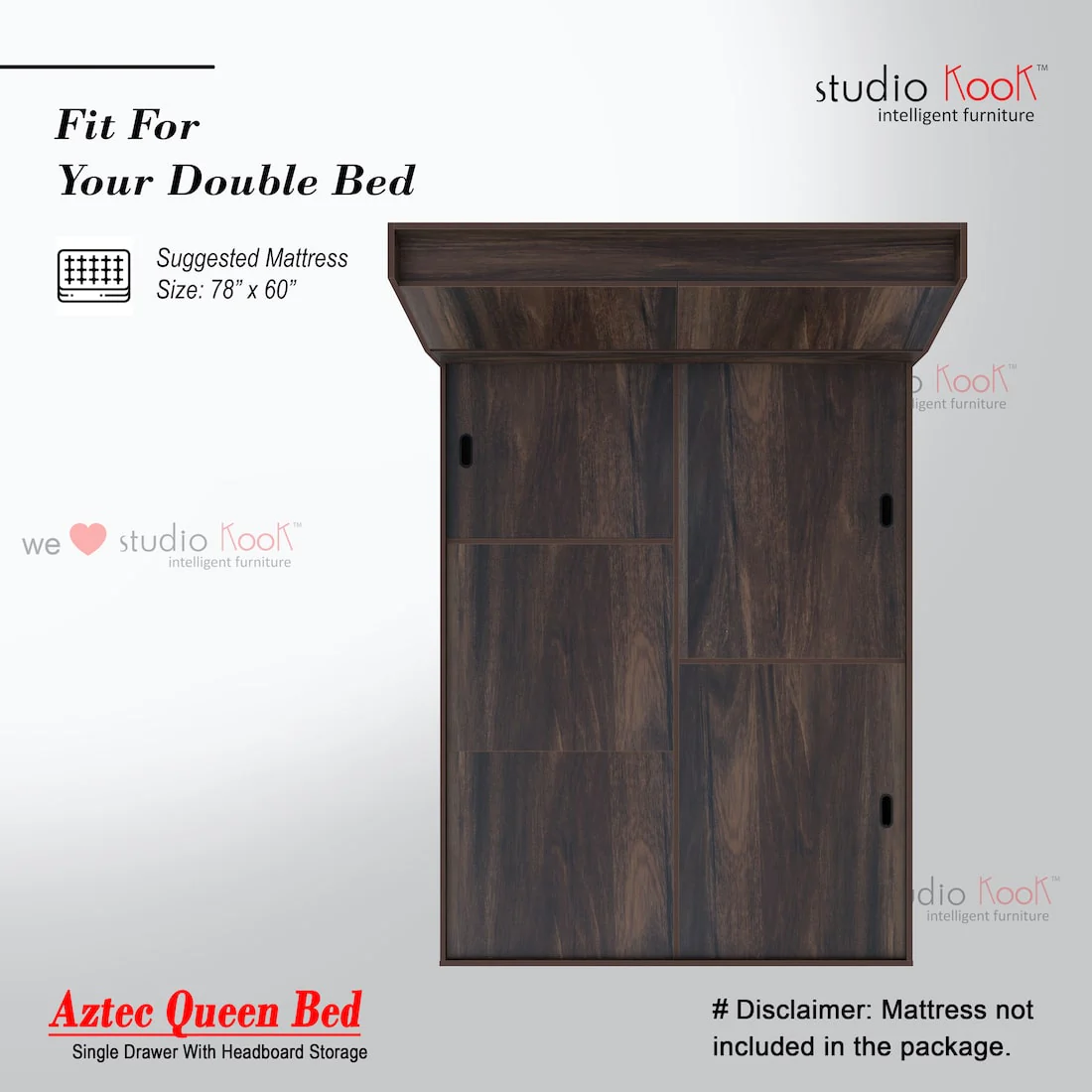 Aztec Left Queen Bed with Headboard Storage and 1 Drawer on Left - Image 9