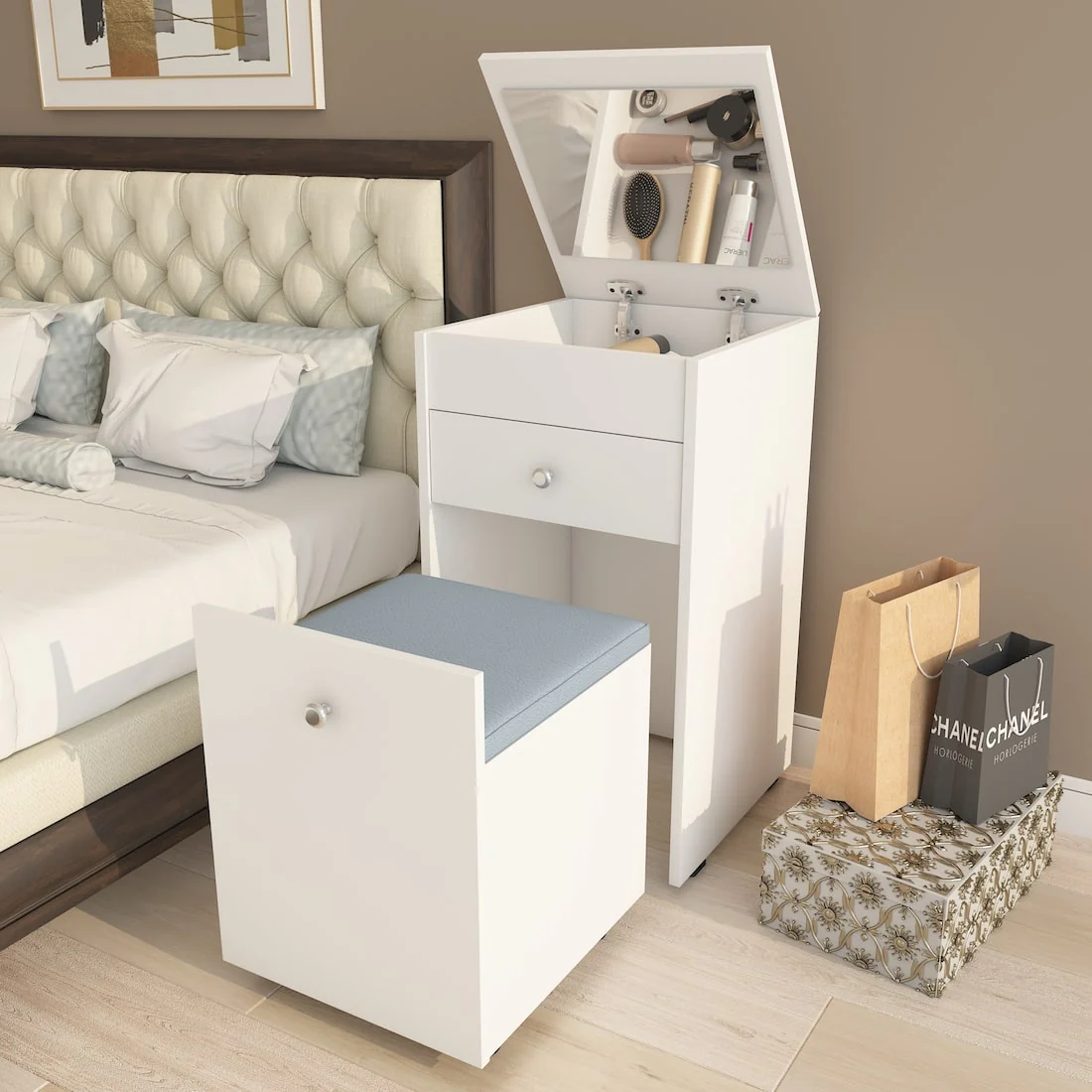 Bellezza Dresser Unit / Dressing Table with Mirror - Image 6