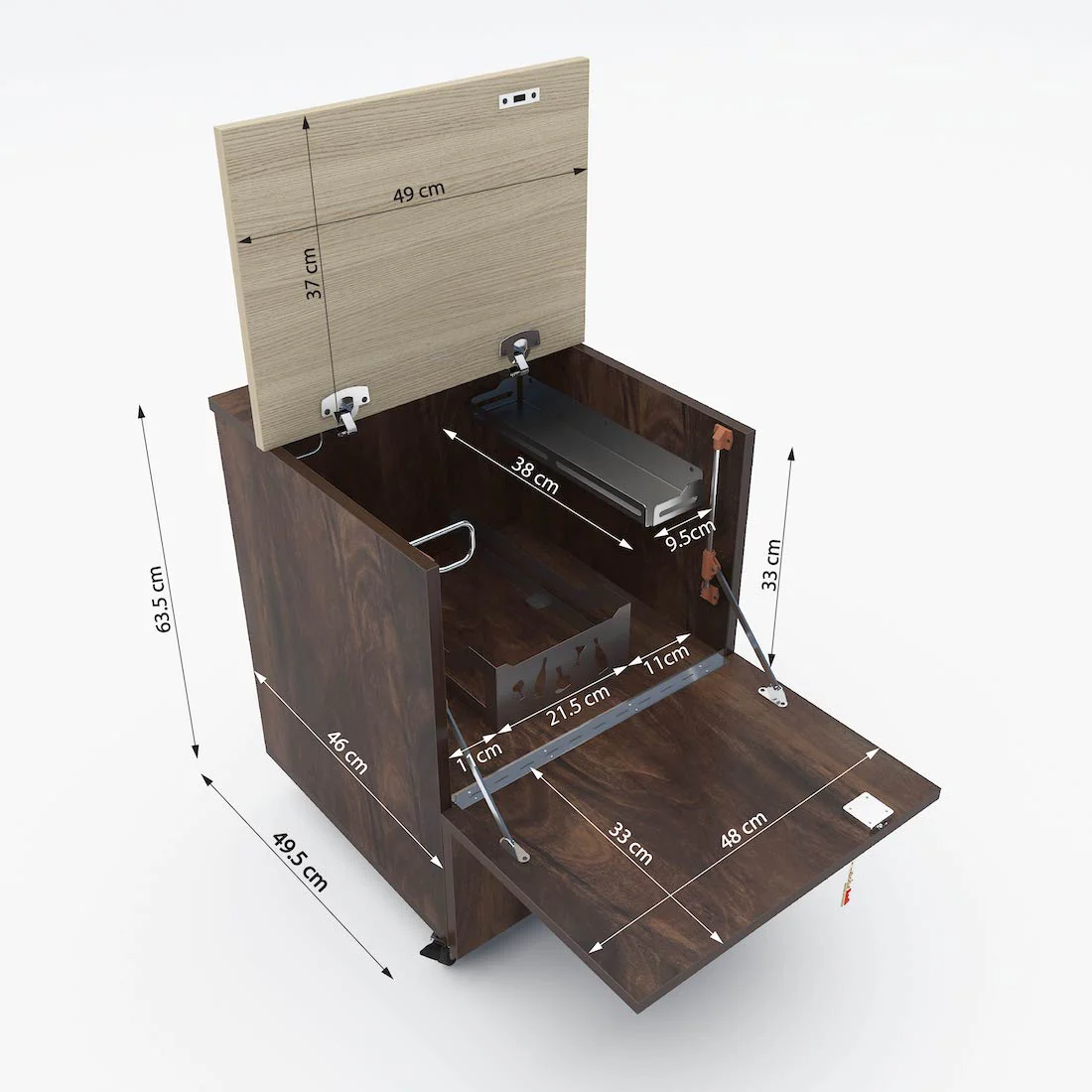 Curio Mini Bar Cabinet on Wheels - Image 8