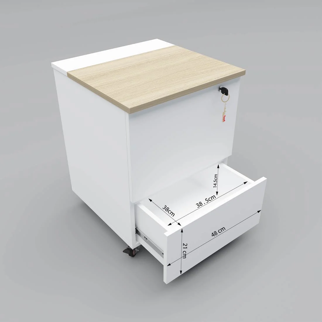 Curio Mini Bar Cabinet on Wheels (Moonshine White, Matte Finish) - Image 9