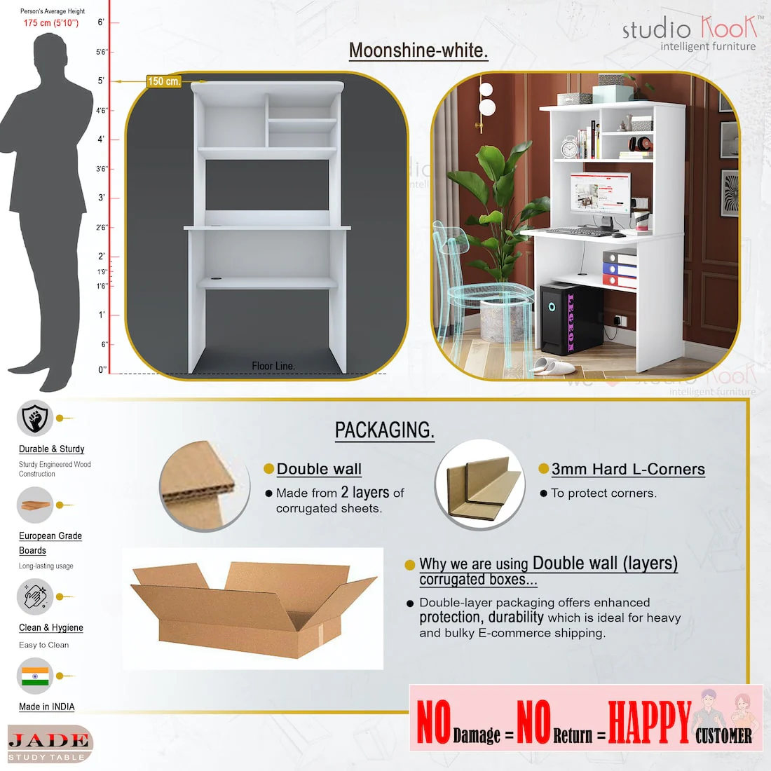 Jade Study Table | Computer Table - Image 4