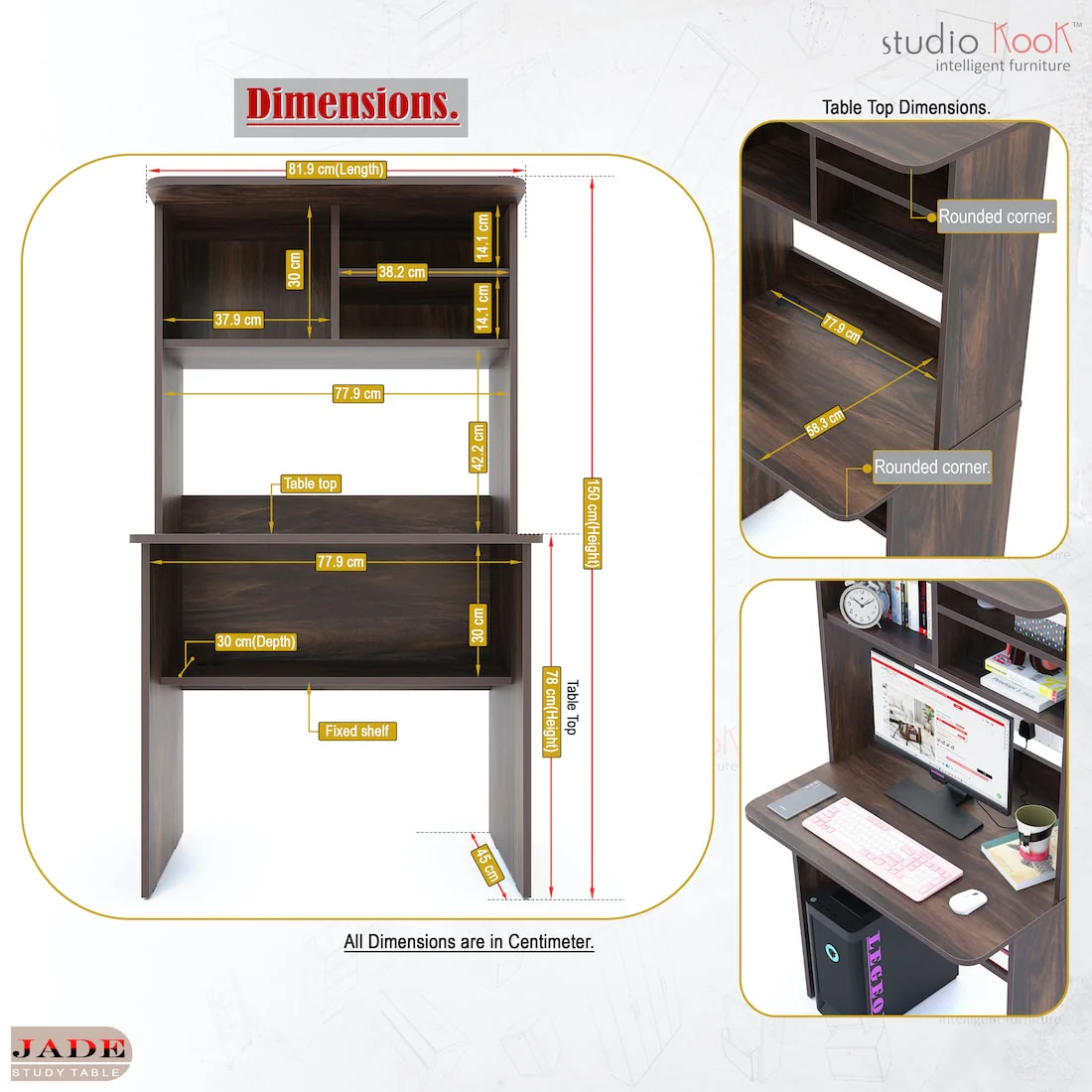 Jade Study Table | Computer Table - Image 7