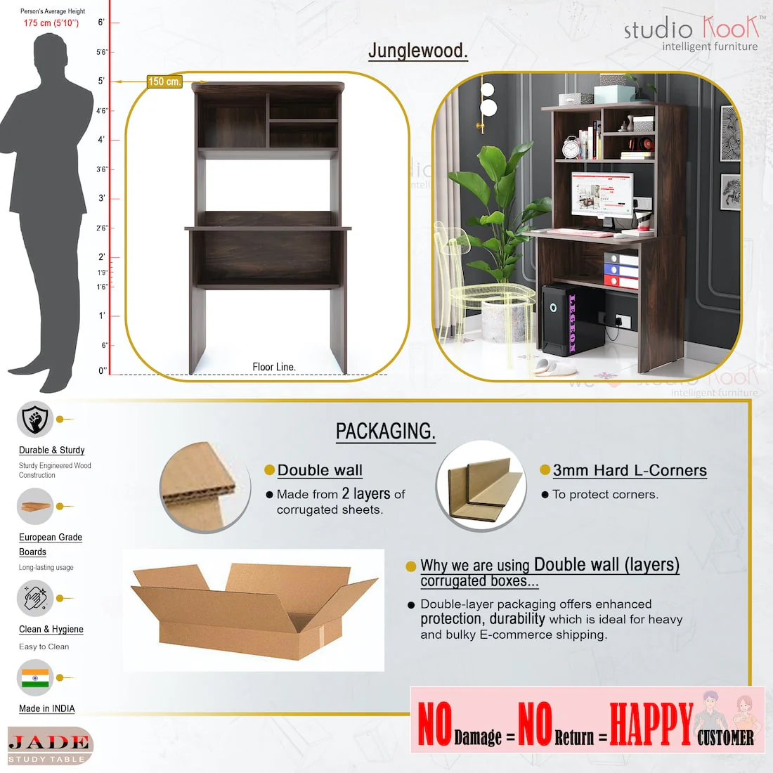 Jade Study Table | Computer Table - Image 9