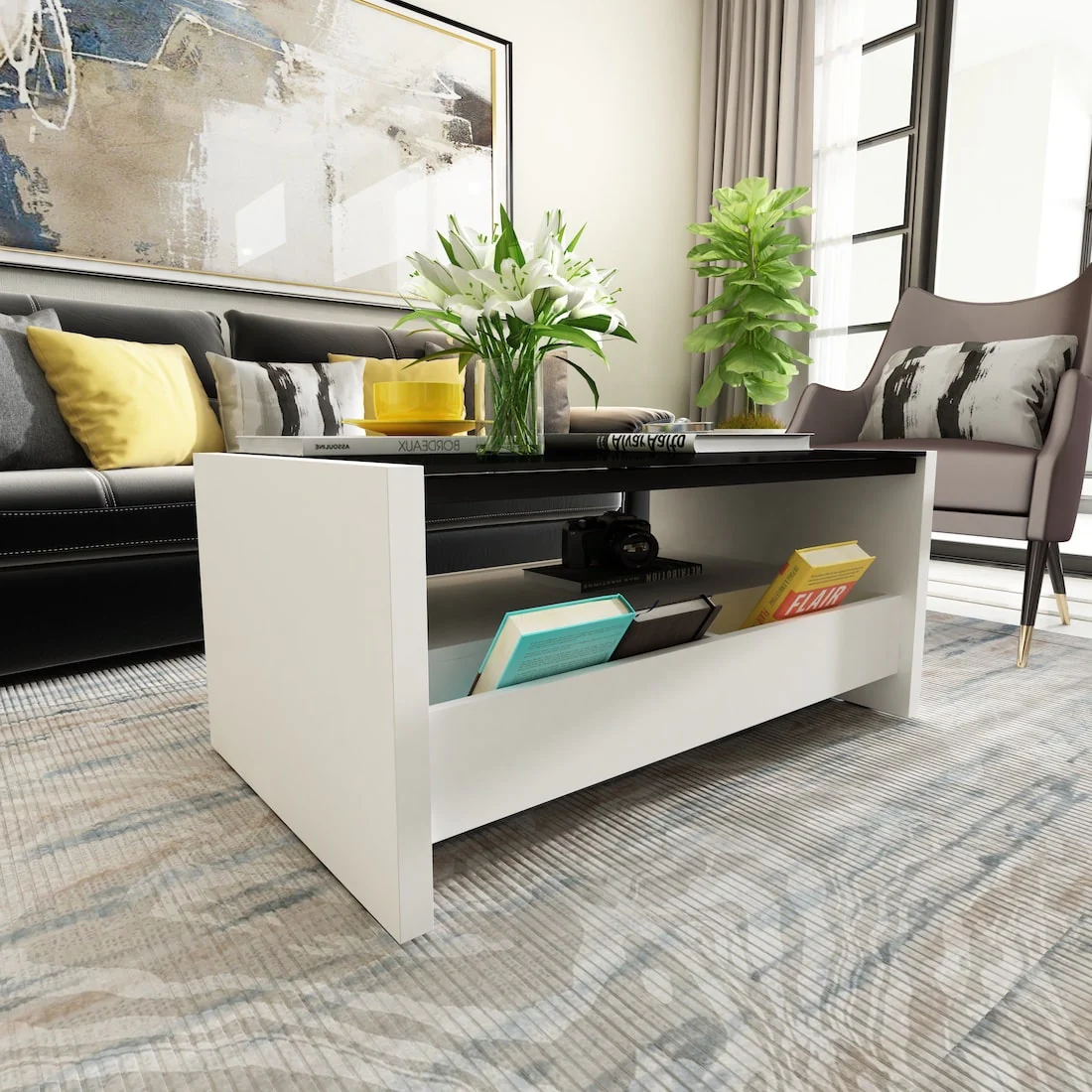 Jazz Compact Coffee Center Table with Storage Drawers - Image 12