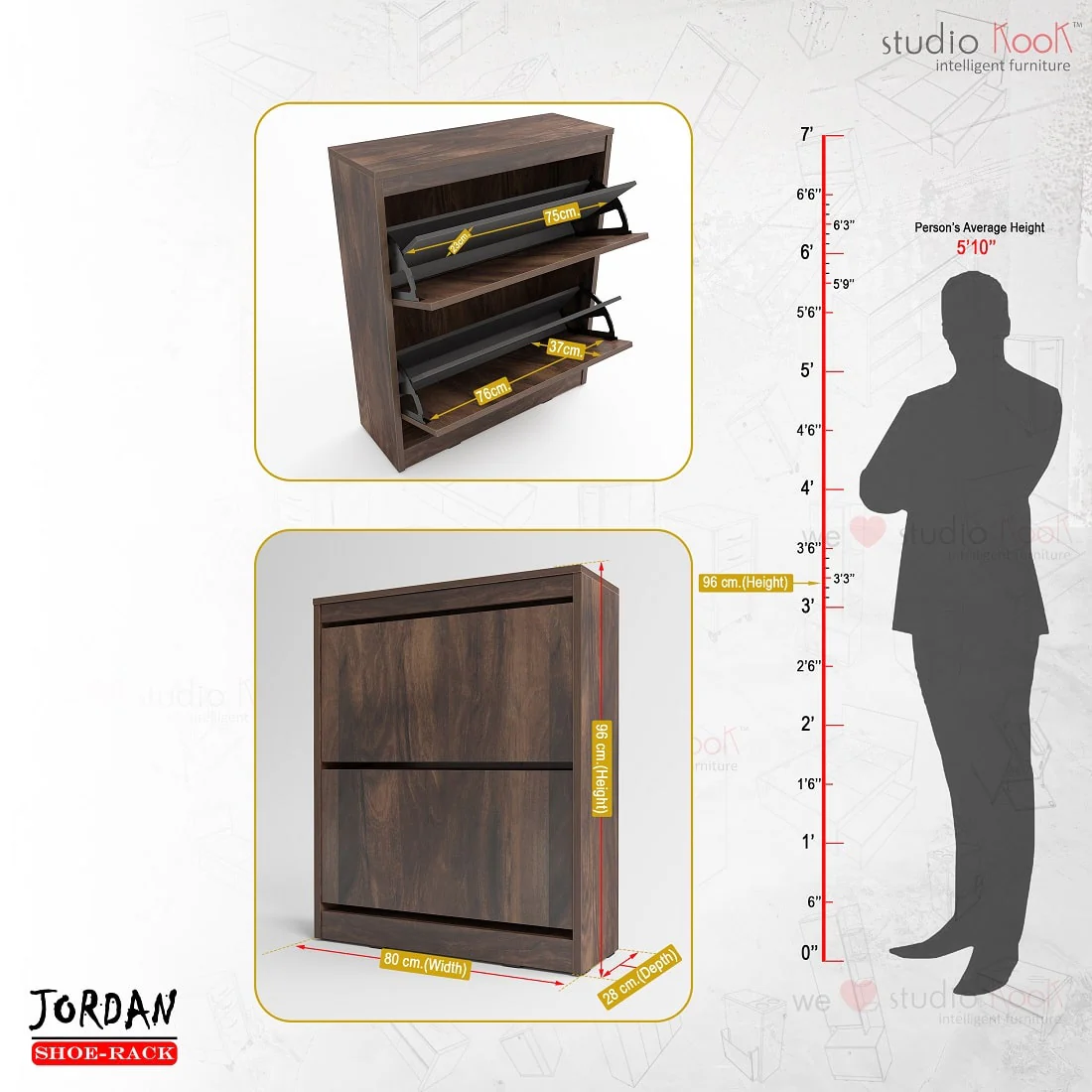 Jordan Shoerack - 12 pairs capacity Shoe Cabinet with Tilt-Out compartments - Image 11