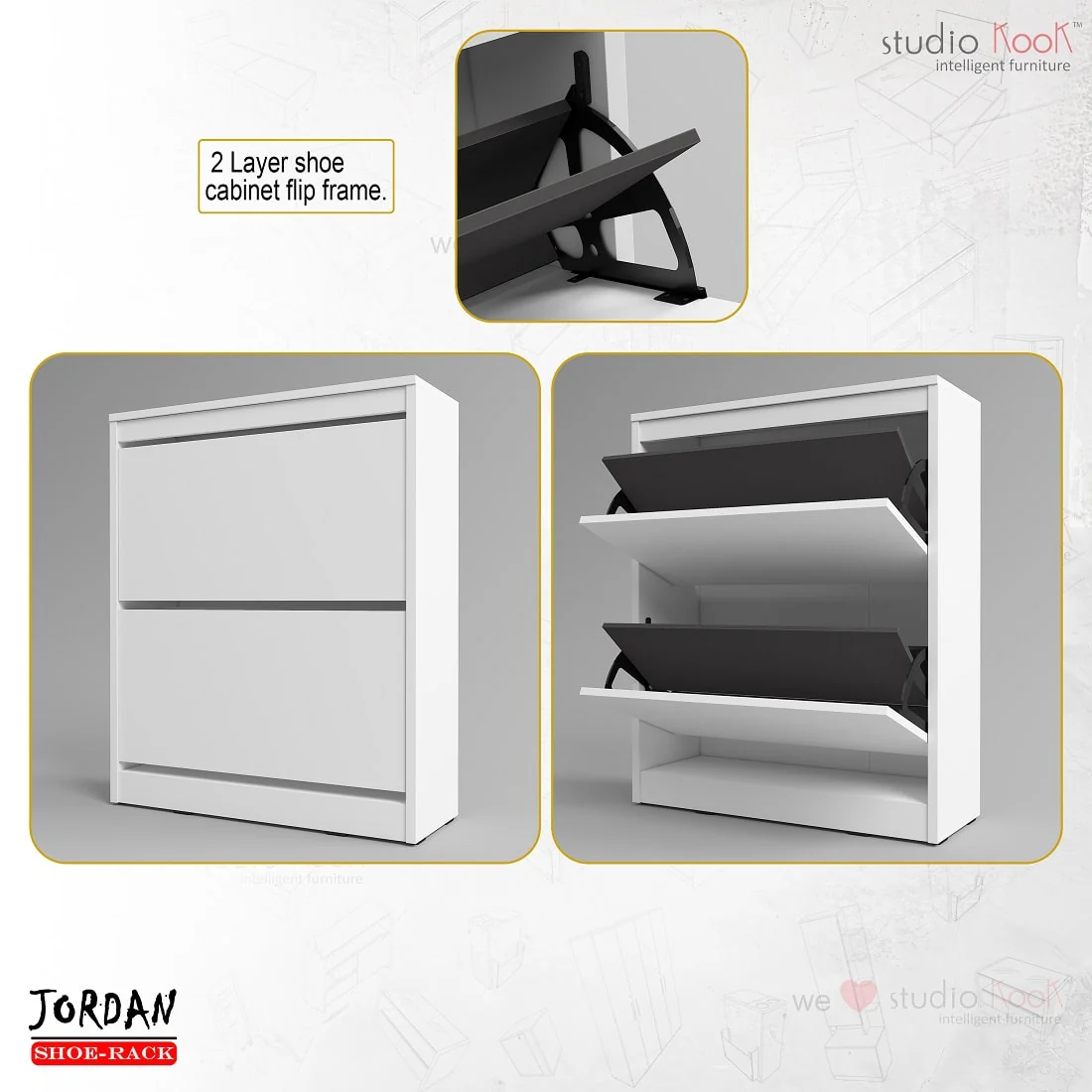 Jordan Shoerack - 12 pairs capacity Shoe Cabinet with Tilt-Out compartments - Image 3