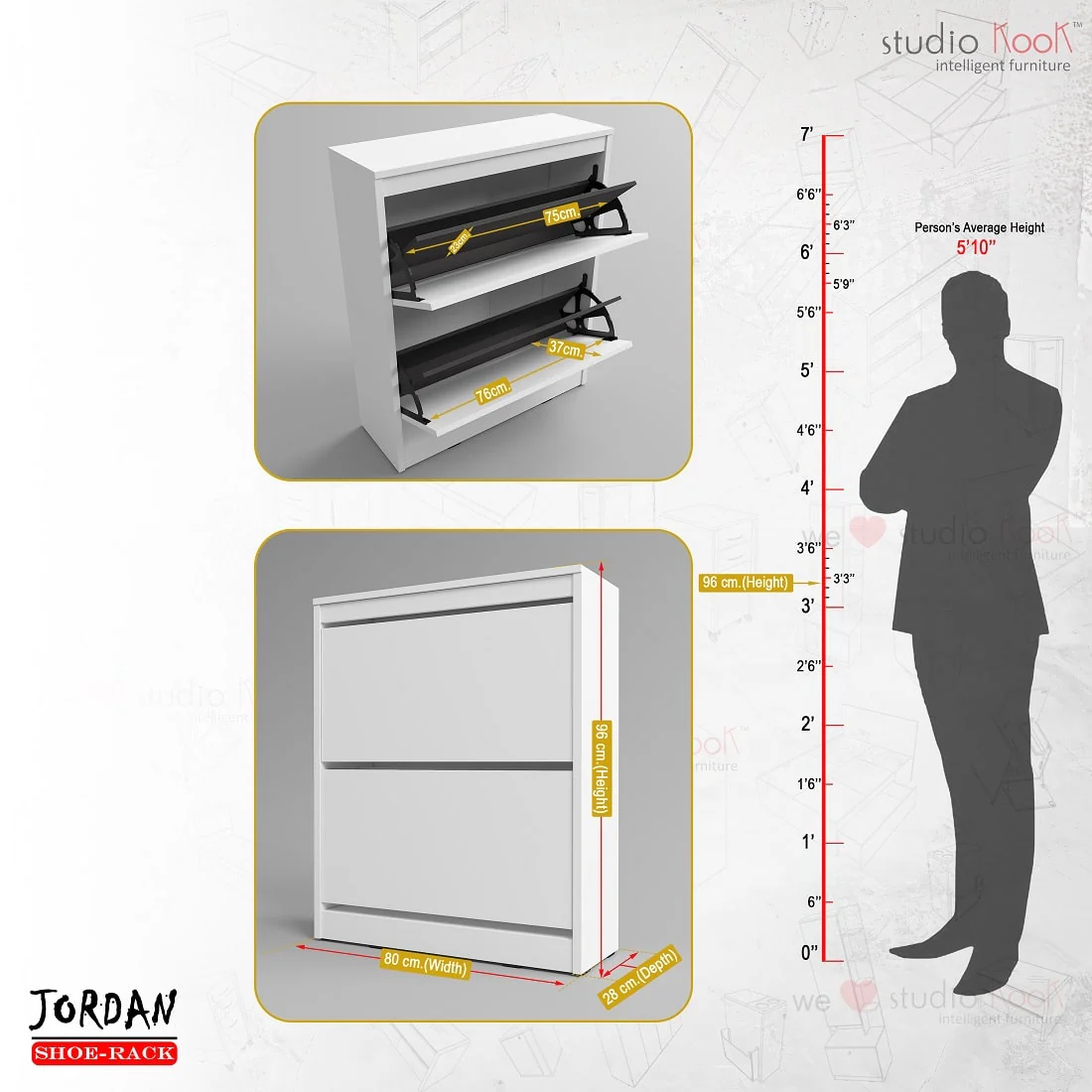 Jordan Shoerack - 12 pairs capacity Shoe Cabinet with Tilt-Out compartments - Image 4