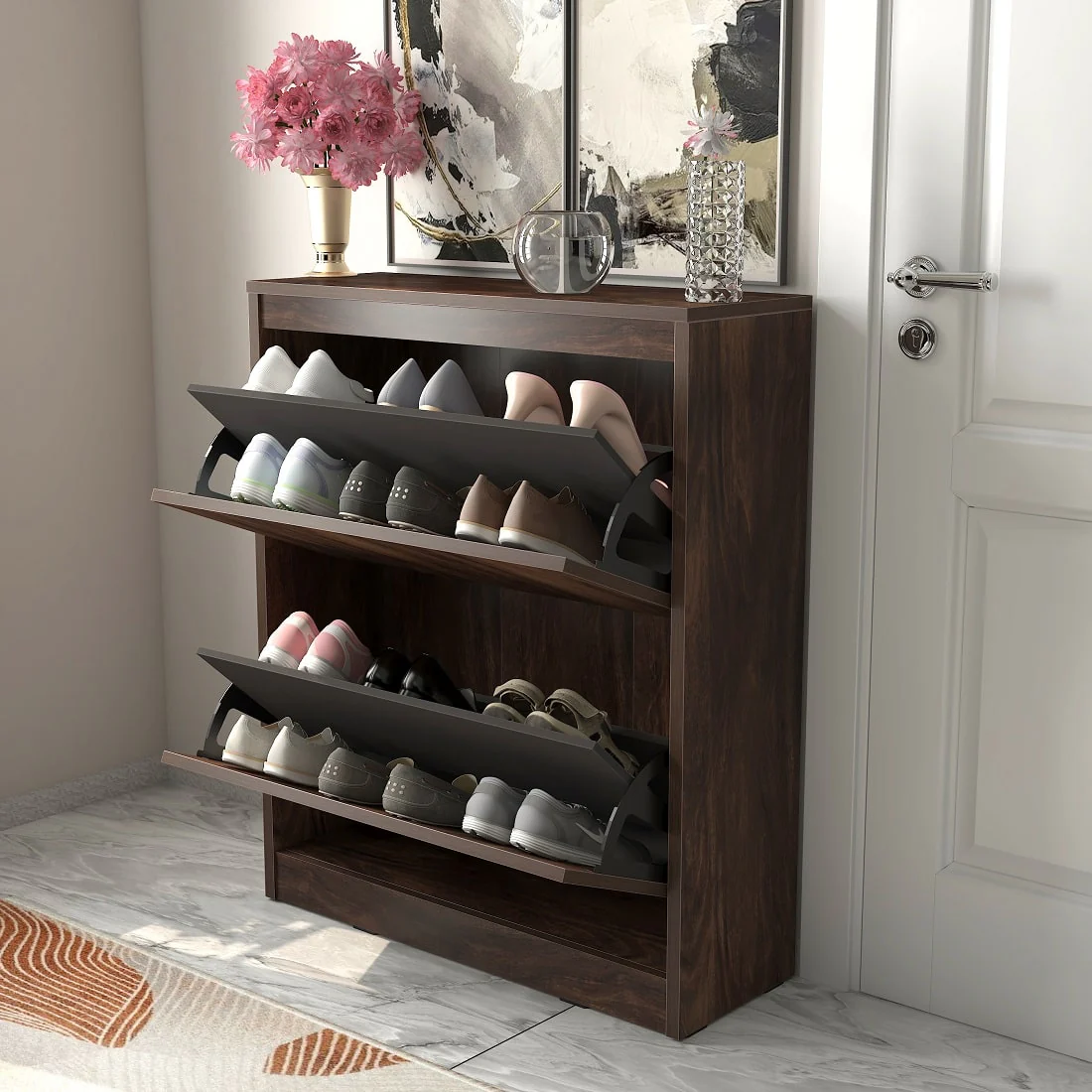 Jordan Shoerack - 12 pairs capacity Shoe Cabinet with Tilt-Out compartments - Image 7