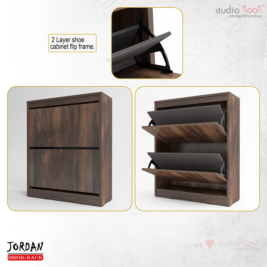 Jordan Shoerack - 12 pairs capacity Shoe Cabinet with Tilt-Out compartments - Image 9