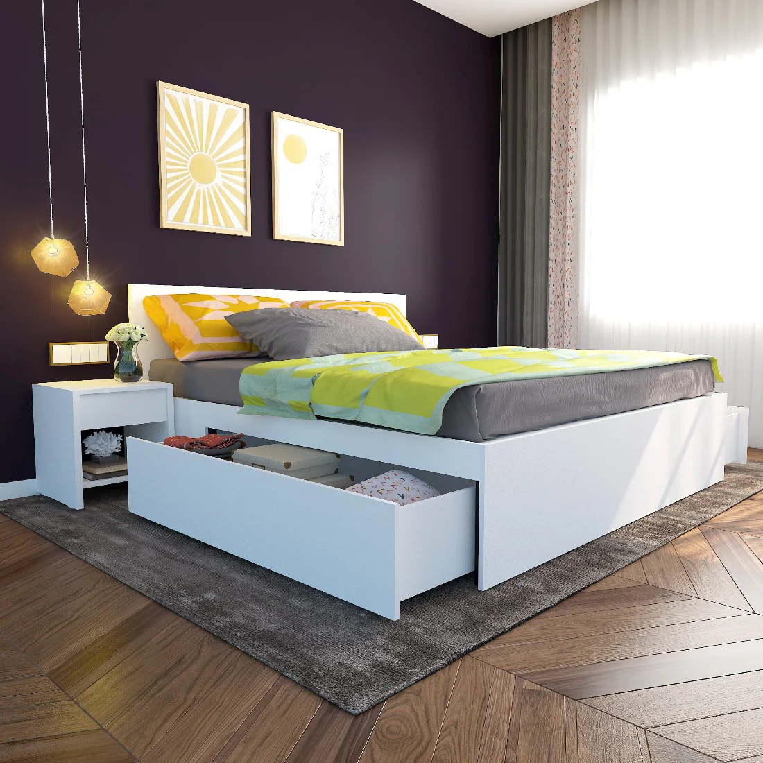 Aztec King Bed with 2 Drawers - Image 12