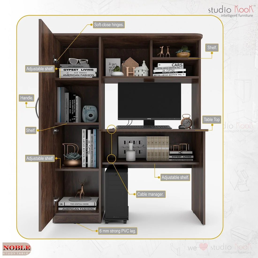 Noble Study Table | Computer Table - Image 3