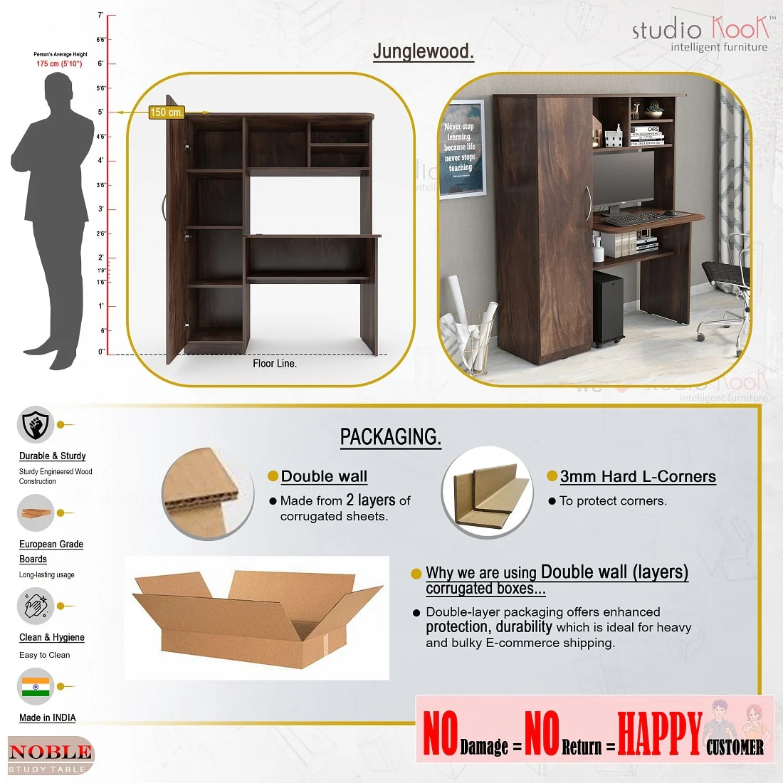 Noble Study Table | Computer Table - Image 5