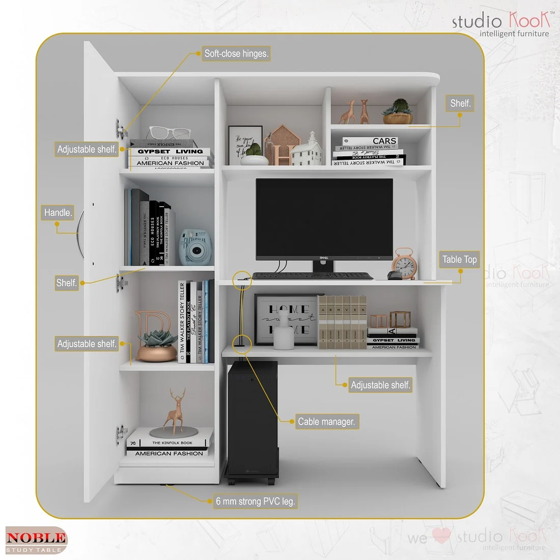Noble Study Table | Computer Table - Image 8