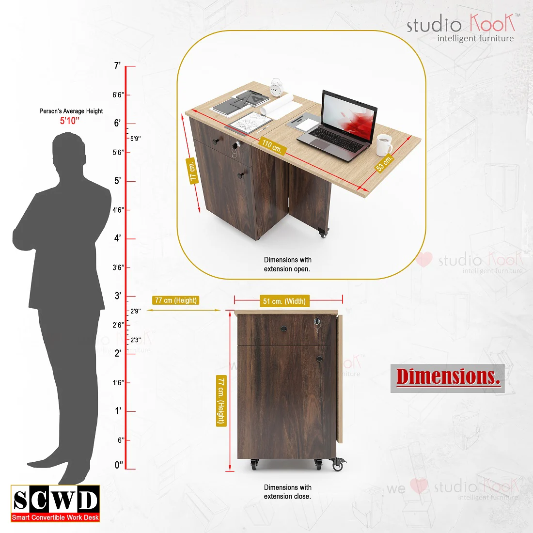 Smart Convertible Study & Computer Desk - Image 4