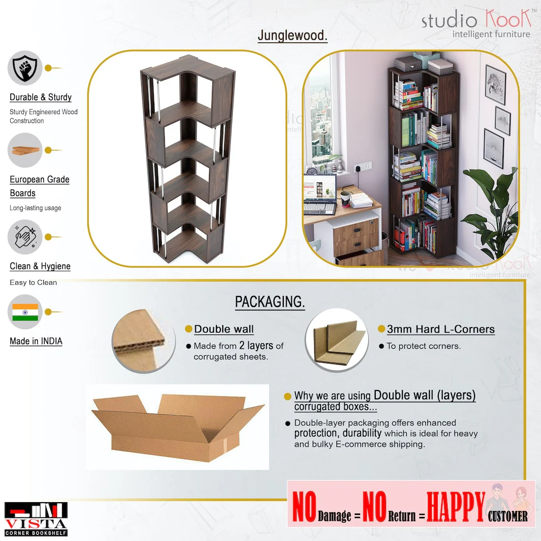 Vista Corner Bookshelf Bookcase - Image 10