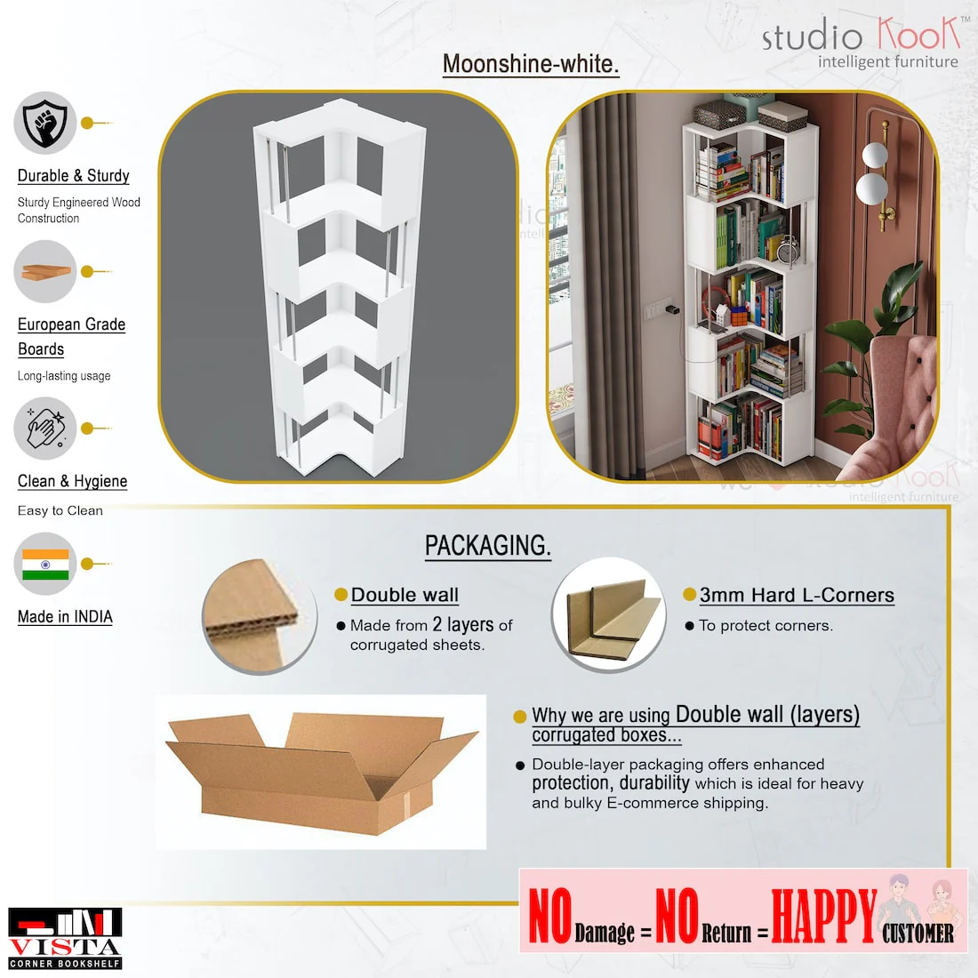 Vista Corner Bookshelf Bookcase - Image 5